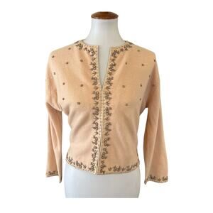Vintage Mid Century Hand Beaded and Lined Sweater Hong Kong